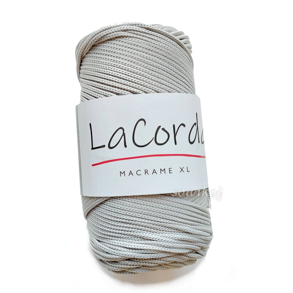 Sznurek poliestrowy MACRAME XL LaCorda szary srebrny 110