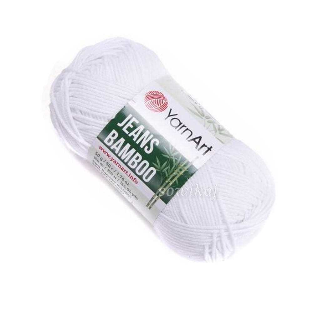 Wczka YarnArt JEANS BAMBOO bambus z akrylem 101 biay - Sowikoj