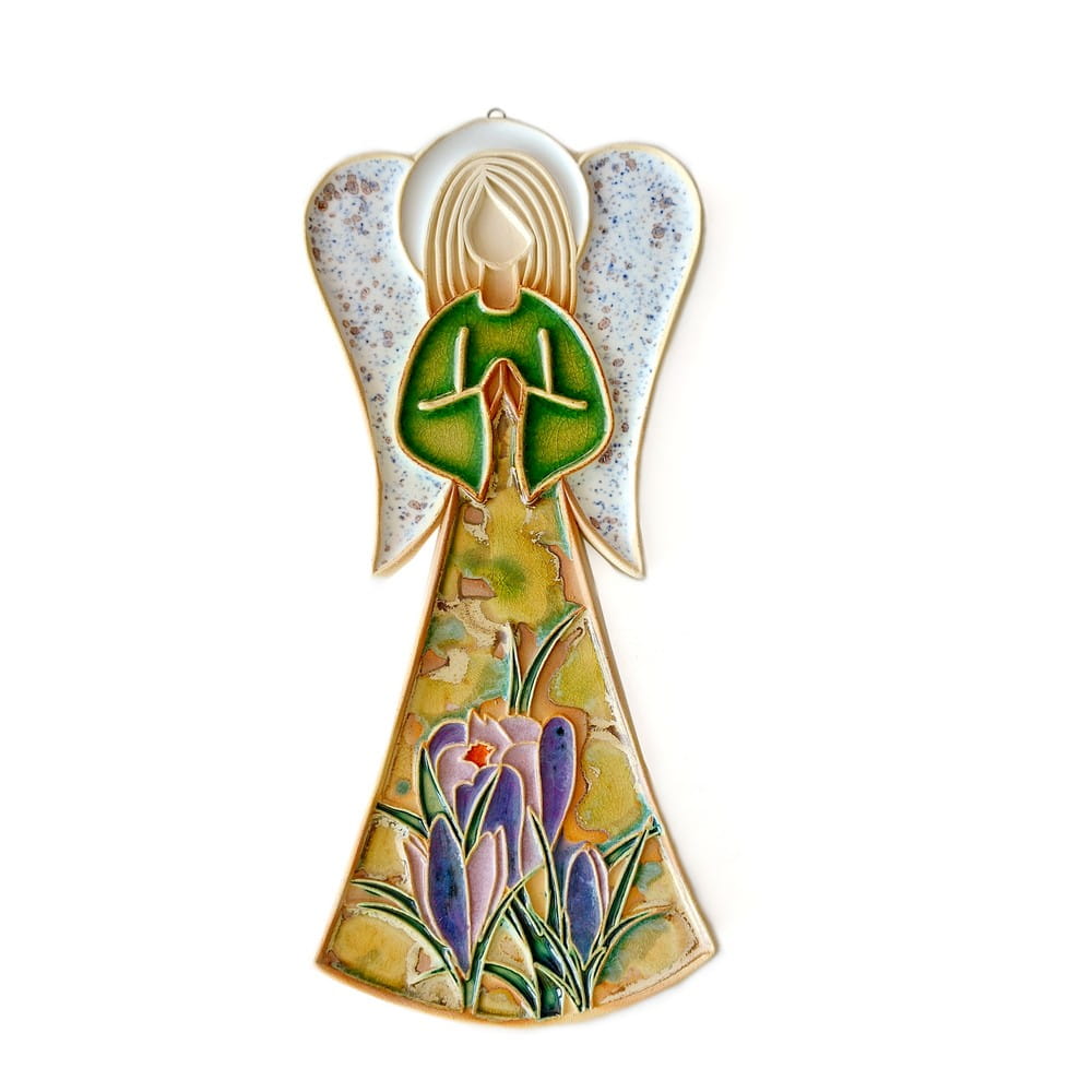 Aniołek duży anioł ceramiczny  27 krokusy