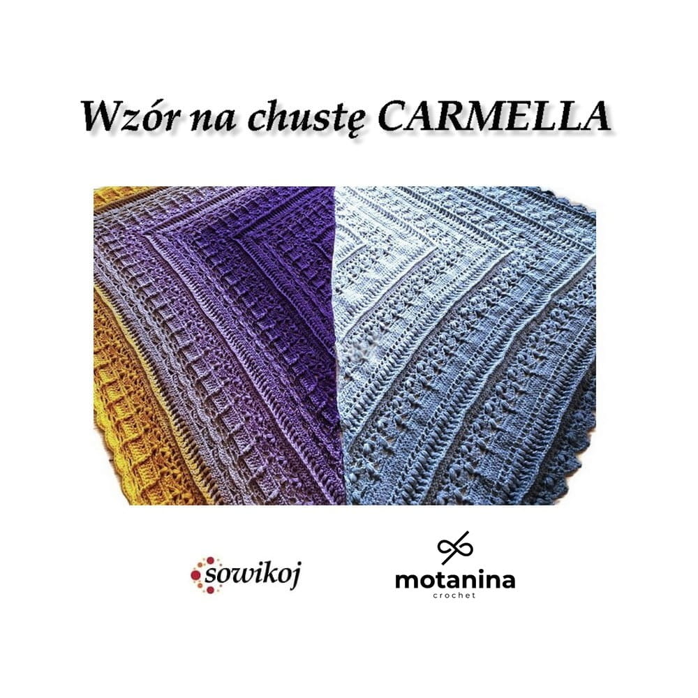 Wzór na chustę CarmElla chusta na  szydełko schemat PODWÓJNY